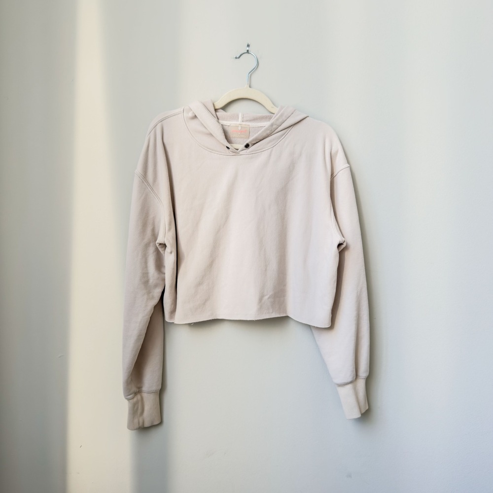 Free People Movement Athleisure Basic Cream Cropped Hoodie Size M